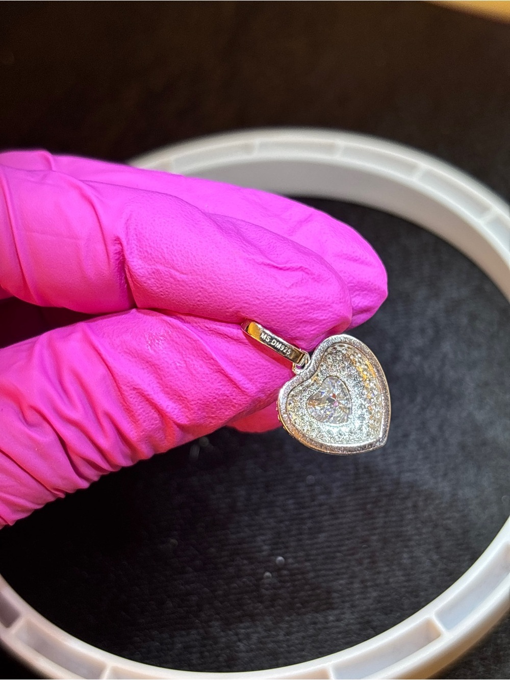 .925 Sterling Silver 2ct. VVS Moissanite Pave’ Heart Solitaire Pendant - Picture 14 of 14